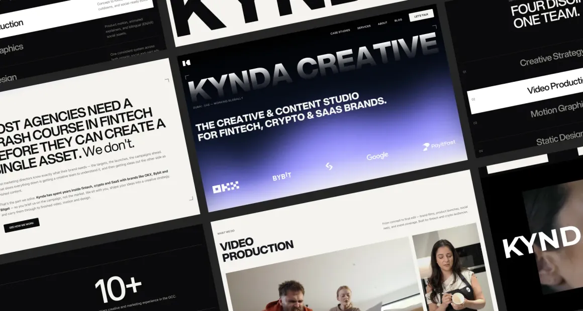 Kynda Creative website sections