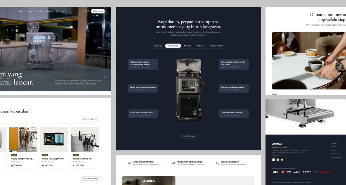 Aquila website sections