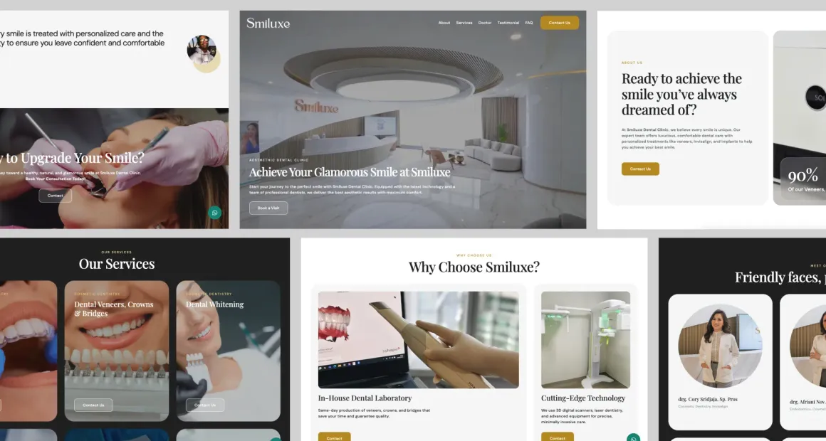 Smiluxe website sections