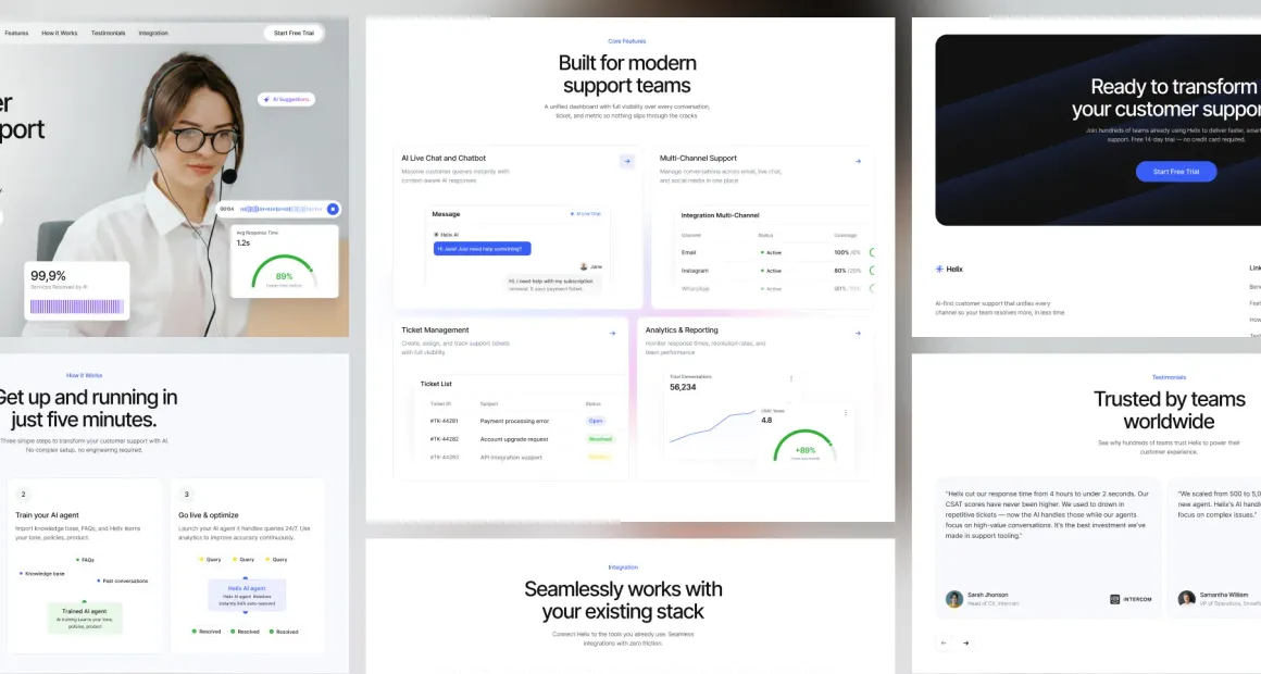 Helix website sections