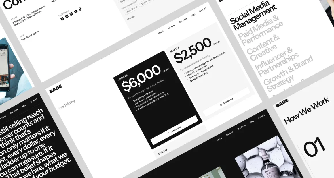Base Agency website sections