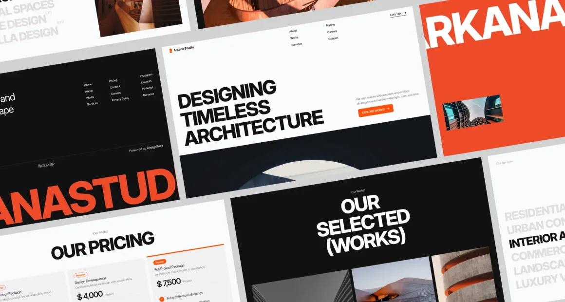 Arkana Studio website sections