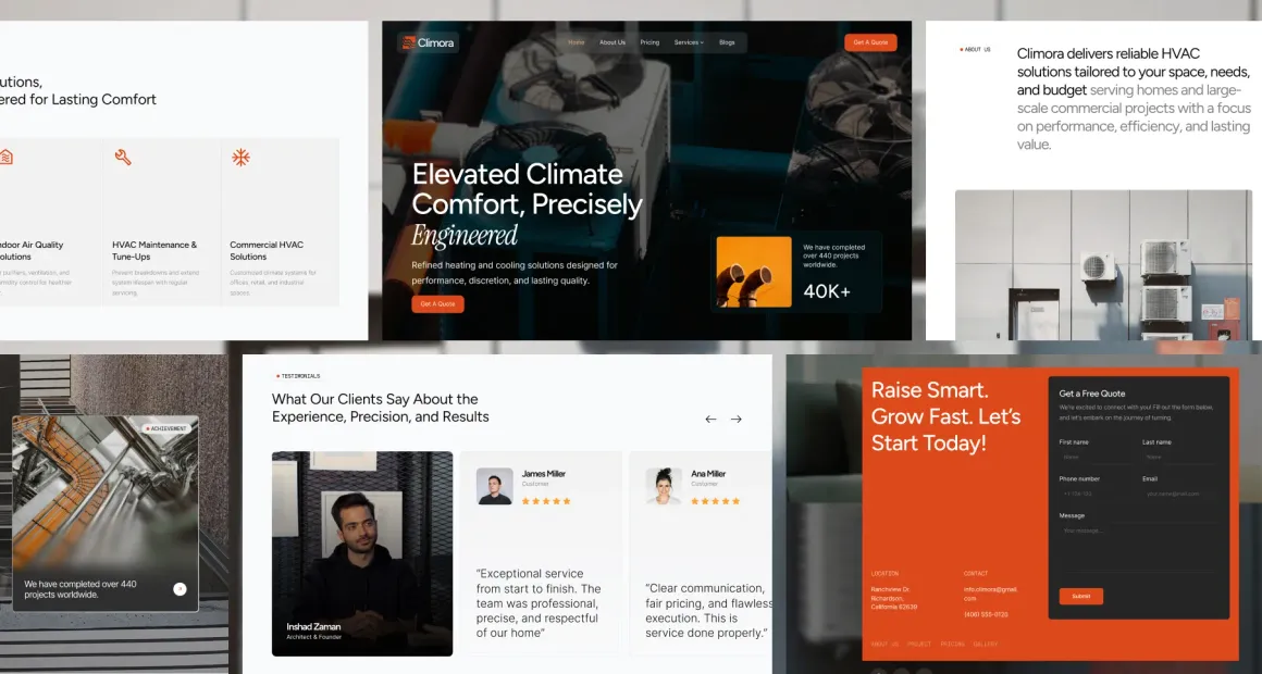 Climora website sections