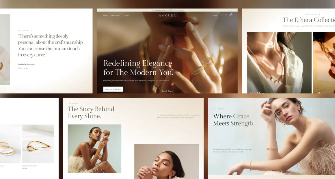 Amoura website sections